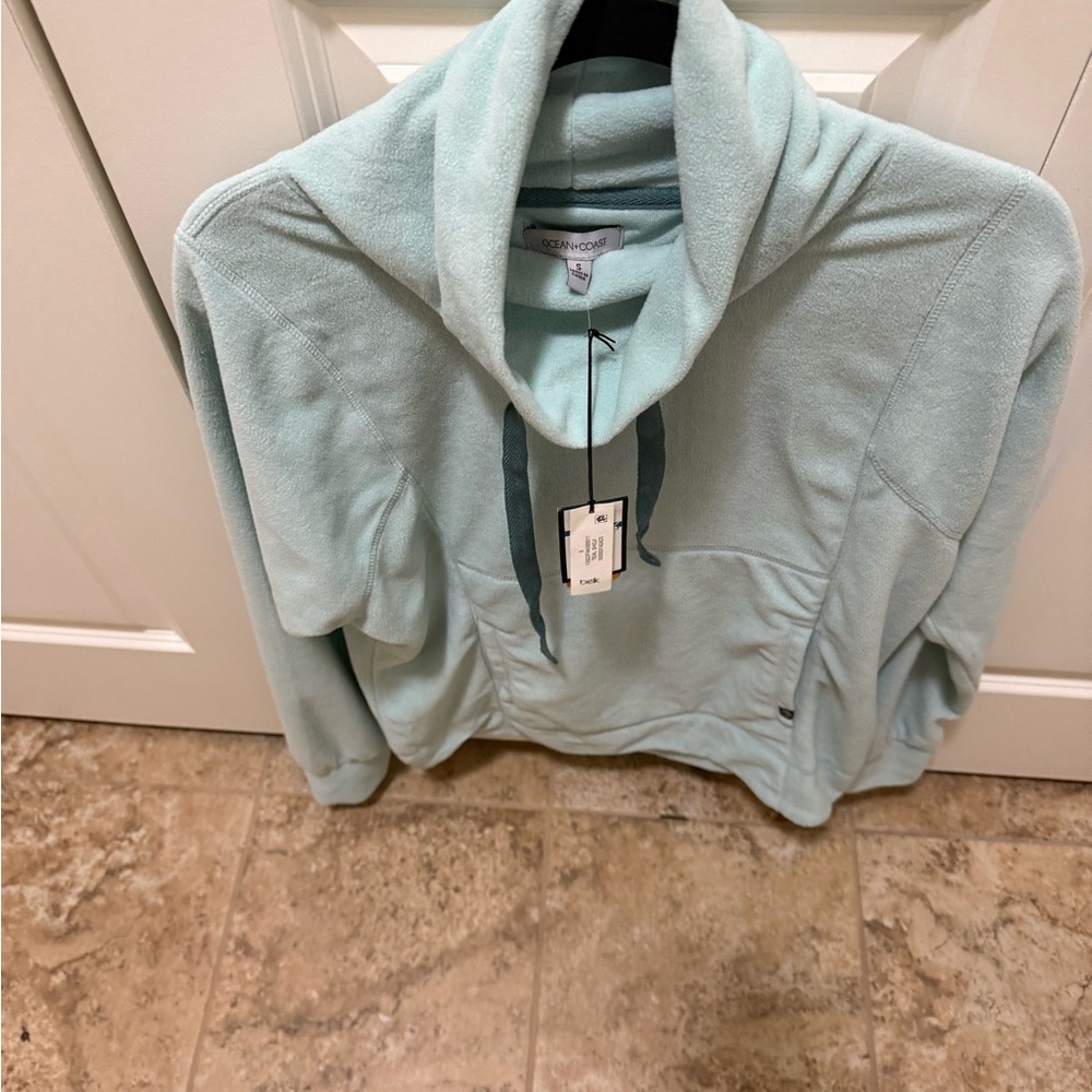 NWT  Ocean + Coast Cozy Cowl Neck Sweater in Light Teal
Size -S